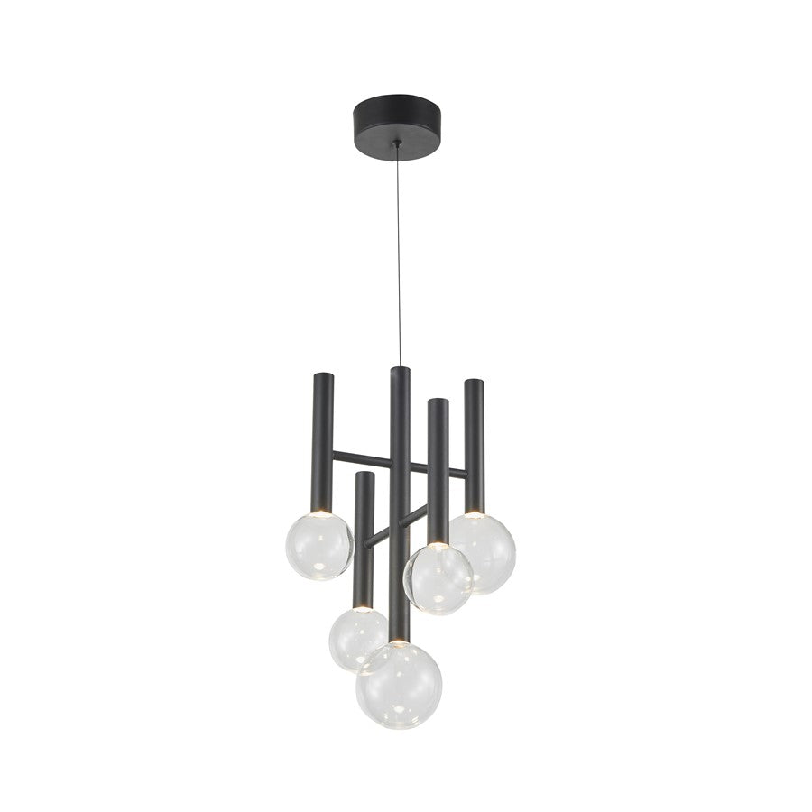 Artcraft Terra 5Lt LED 12" Chandelier, Black/Clear
