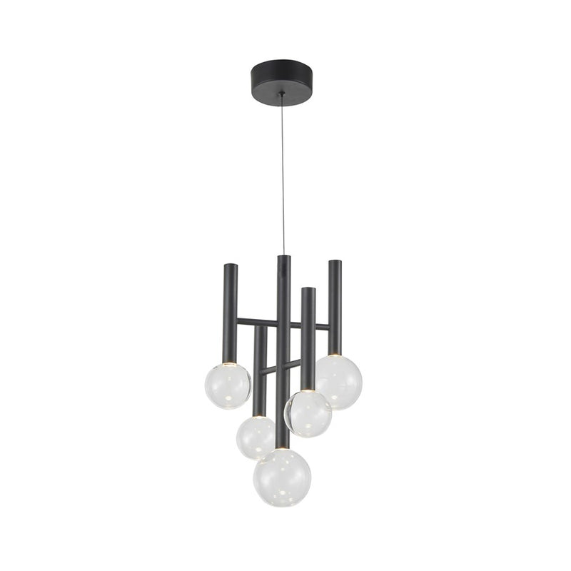 Artcraft Terra 5Lt LED 12" Chandelier, Black/Clear
