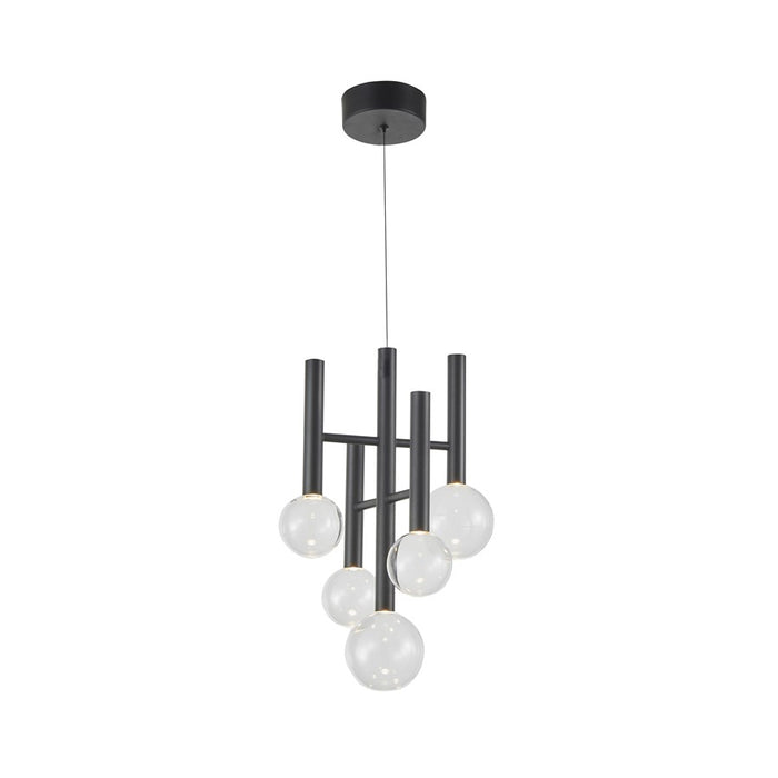 Artcraft Terra 5Lt LED 12" Chandelier, Black/Clear