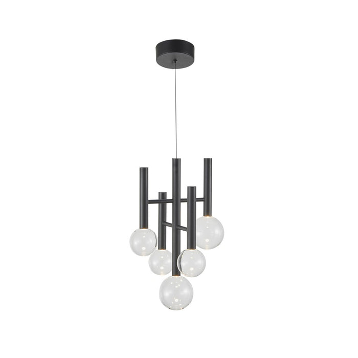 Artcraft Terra 5Lt LED 12" Chandelier, Black/Clear