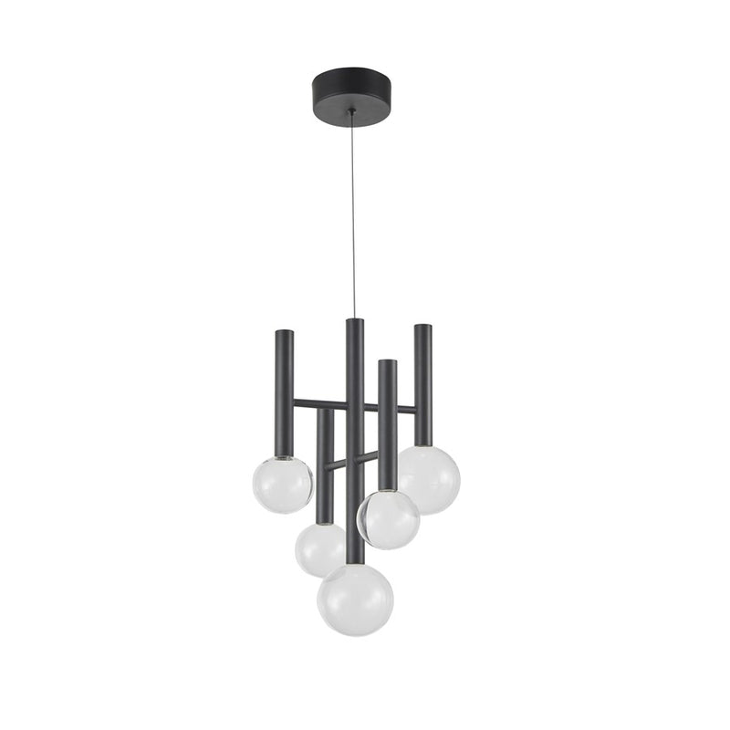Artcraft Terra 5Lt LED 12" Chandelier, Black/Clear