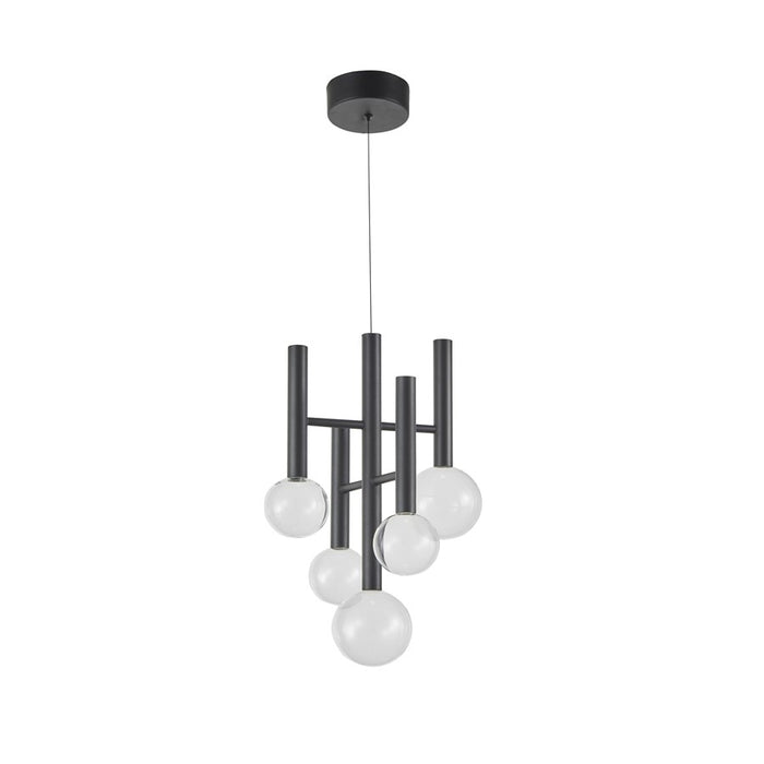 Artcraft Terra 5Lt LED 12" Chandelier, Black/Clear