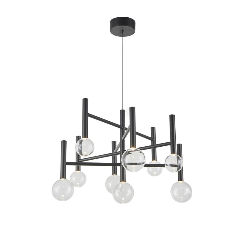 Artcraft Terra 9Lt LED 26" Chandelier, Black/Clear