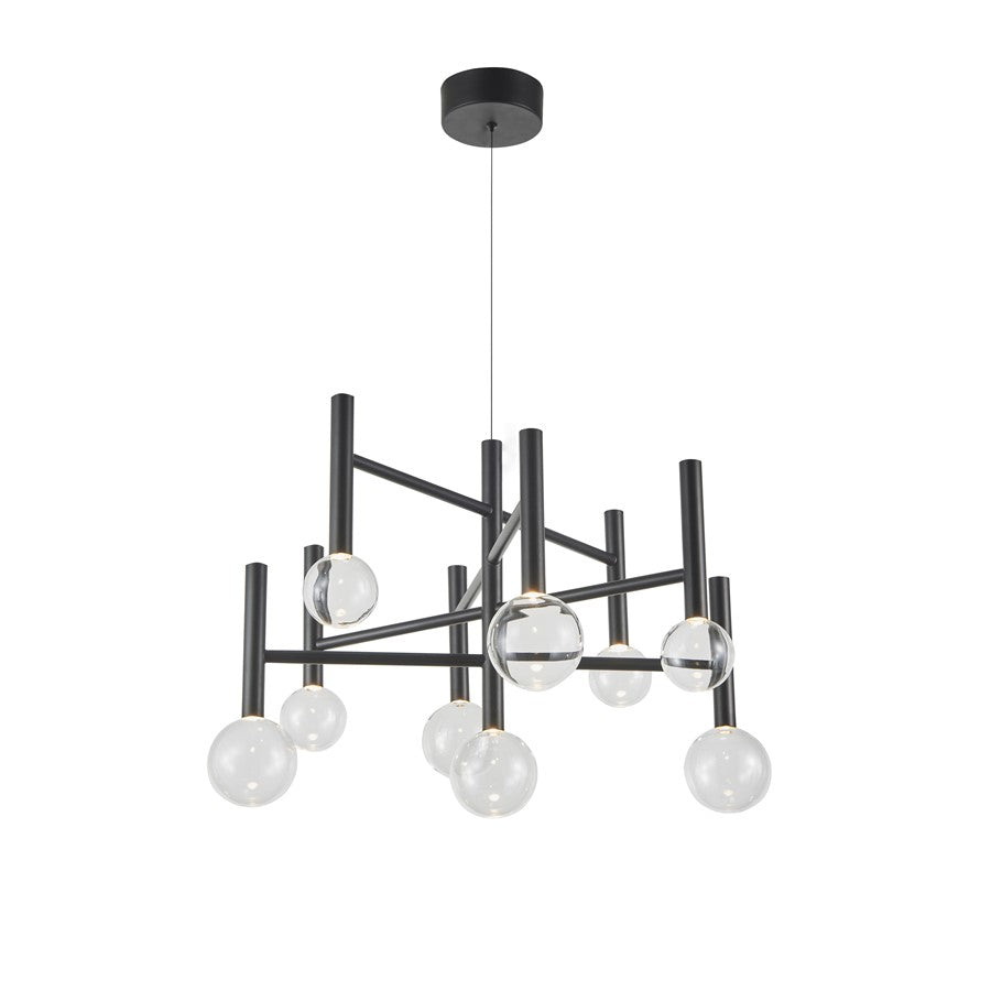 Artcraft Terra 9Lt LED 26" Chandelier, Black/Clear