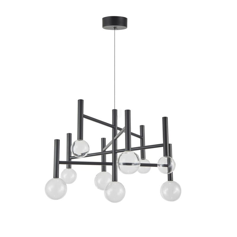 Artcraft Terra 9Lt LED 26" Chandelier, Black/Clear