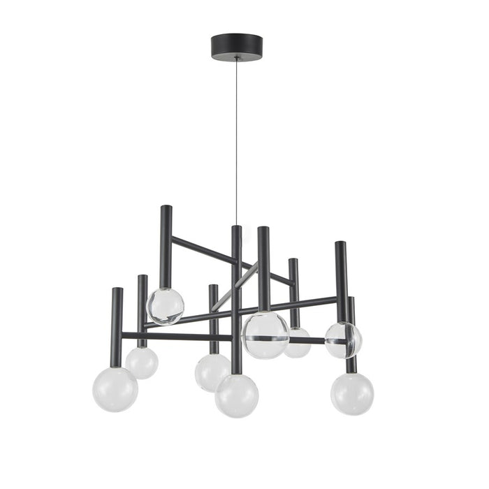 Artcraft Terra 9Lt LED 26" Chandelier, Black/Clear
