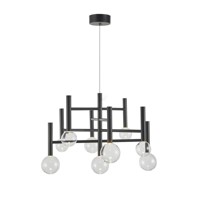 Artcraft Terra 9Lt LED 26" Chandelier, Black/Clear