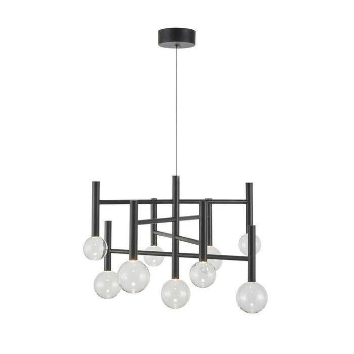 Artcraft Terra 9Lt LED 26" Chandelier, Black/Clear