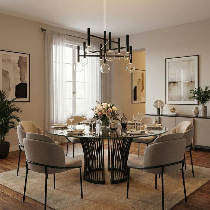 Artcraft Terra 9Lt LED 26" Chandelier, Black/Clear