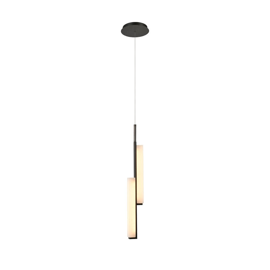 Artcraft Lumina 2Lt LED Pendant, Forged Bronze/Alabaster