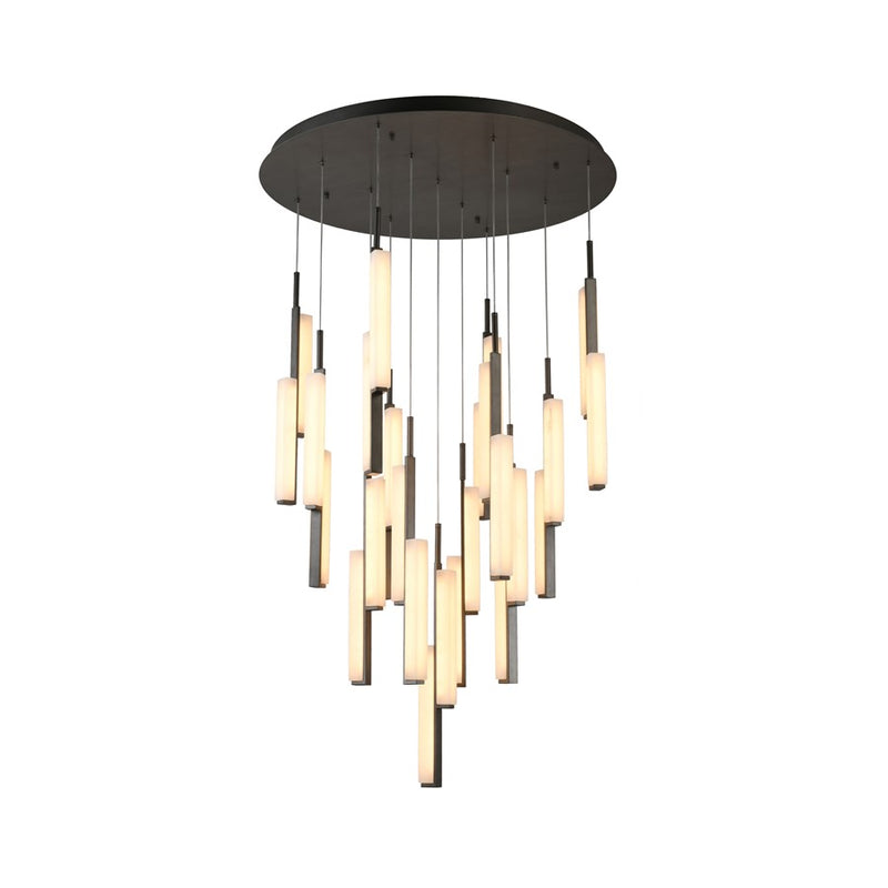 Artcraft Lumina 26Lt LED 39" Pendant, Forged Bronze/Alabaster