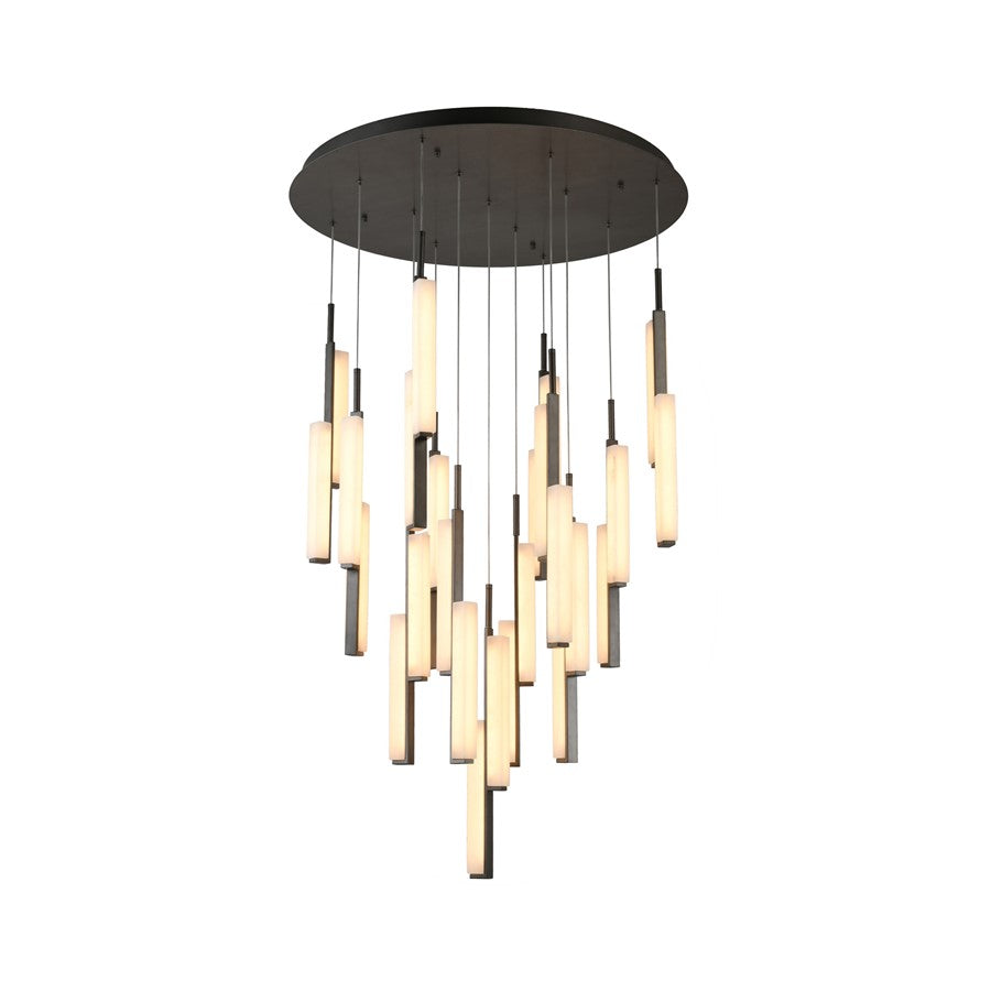 Artcraft Lumina 26Lt LED 39" Pendant, Forged Bronze/Alabaster