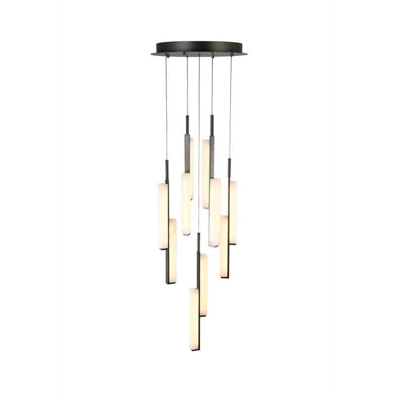 Artcraft Lumina 10Lt LED 20" Pendant, Forged Bronze/Alabaster