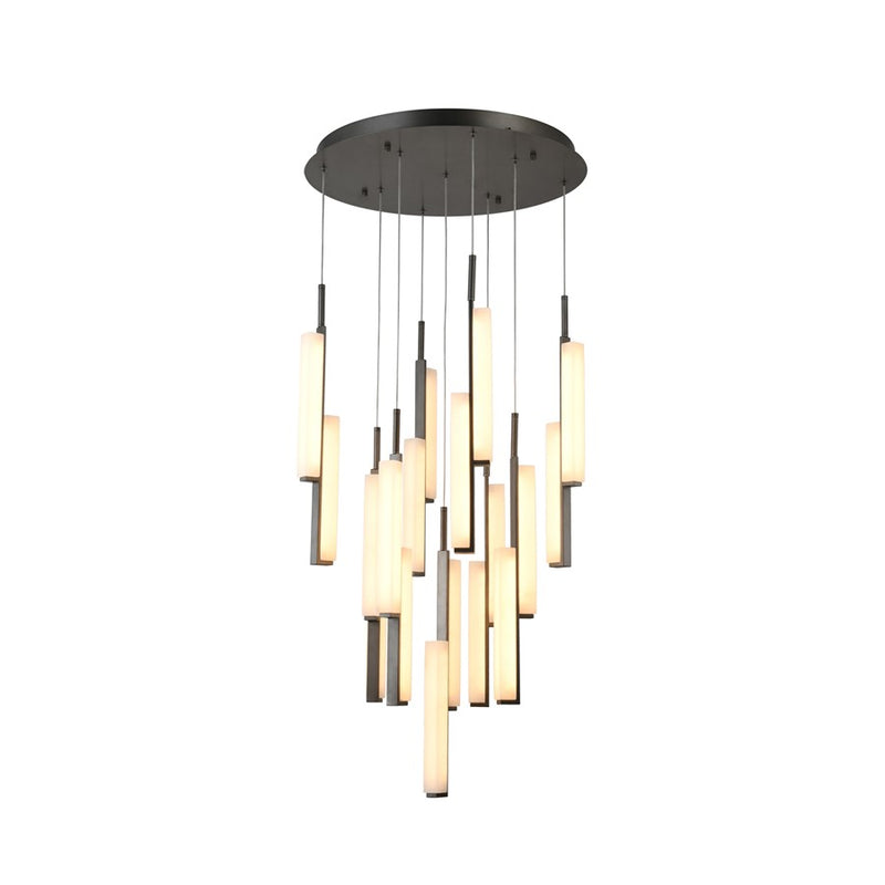 Artcraft Lumina 18Lt LED 28" Pendant, Forged Bronze/Alabaster