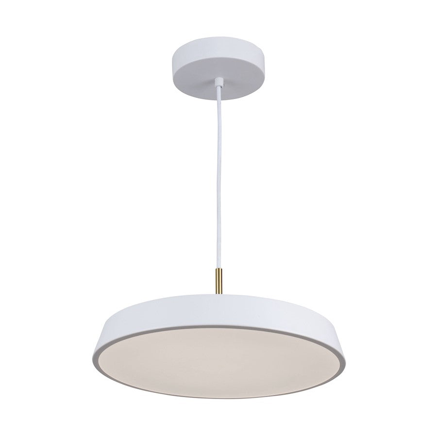 Artcraft Lexi 1 Light 12" Pendant, White/White - AC6900WH