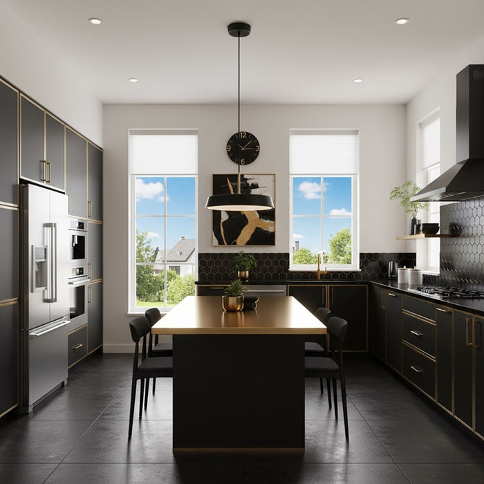 Artcraft Lexi 1 Light 16" Pendant, Black/Black