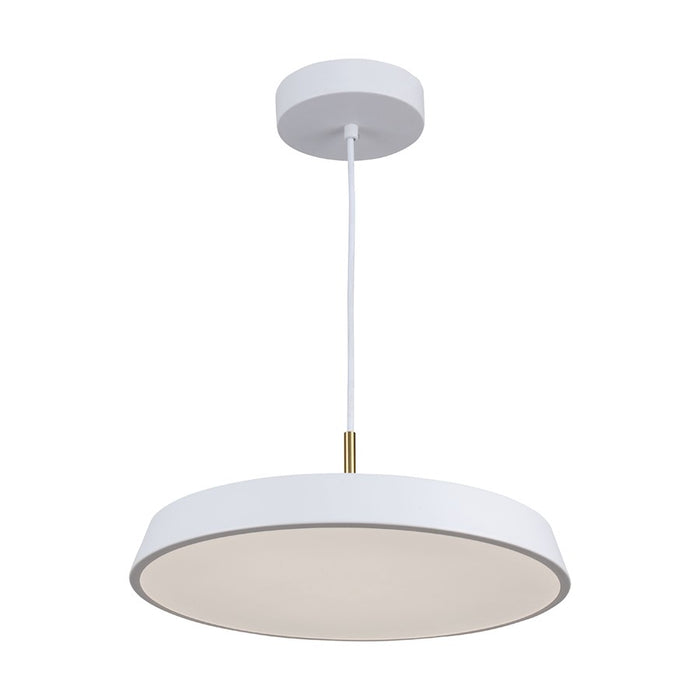 Artcraft Lexi 1 Light 16" Pendant, White/White - AC6901WH