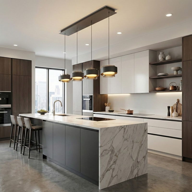 Artcraft Axis 4Lt LED Pendant, Graphite/Smoke/Graphite