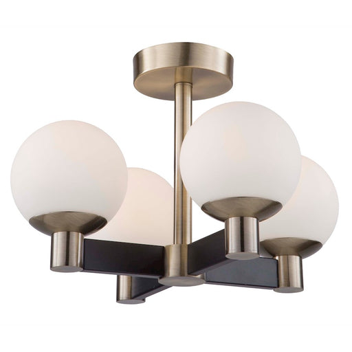 Artcraft Tilbury 4 Light 12" SemiFlush Mount, Matte Black & Brass