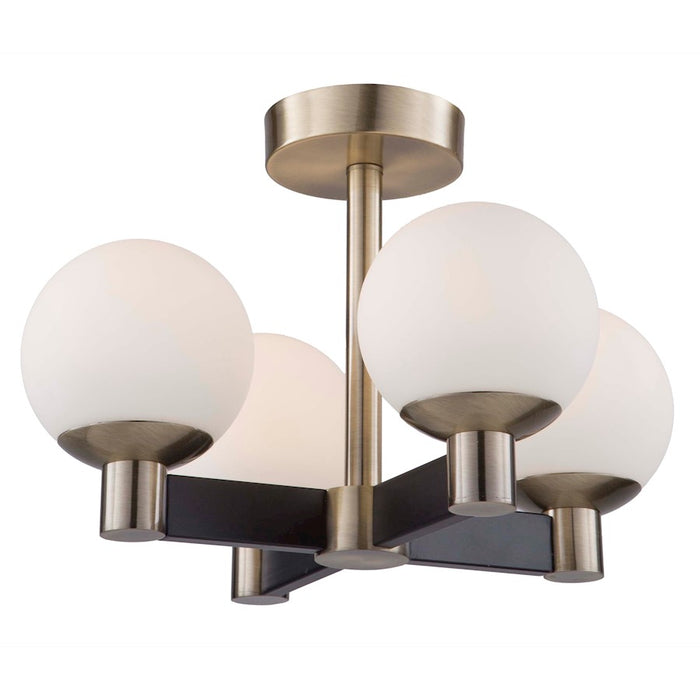 Artcraft Tilbury 4 Light 12" SemiFlush Mount, Matte Black & Brass