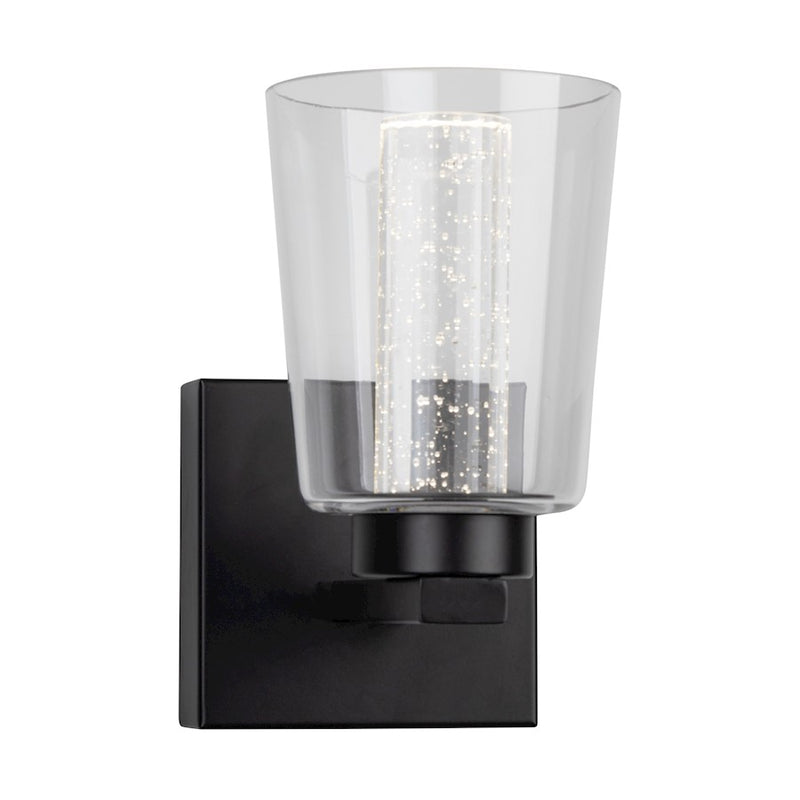 Artcraft Dalton 1 Light Bathroom Sconce, Black/Clear