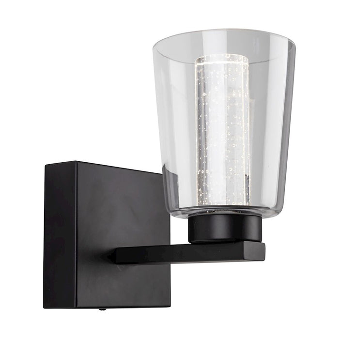 Artcraft Dalton 1 Light Bathroom Sconce, Black/Clear