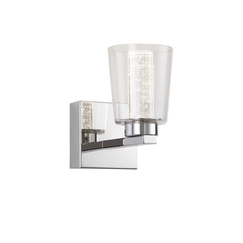 Artcraft Dalton 1 Light Bathroom Sconce, Chrome/Clear