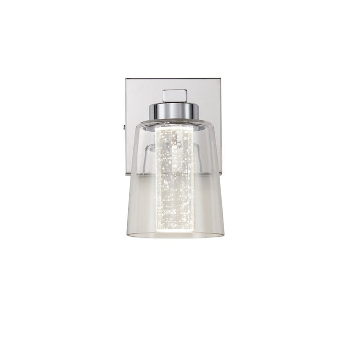 Artcraft Dalton 1 Light Bathroom Sconce, Chrome/Clear