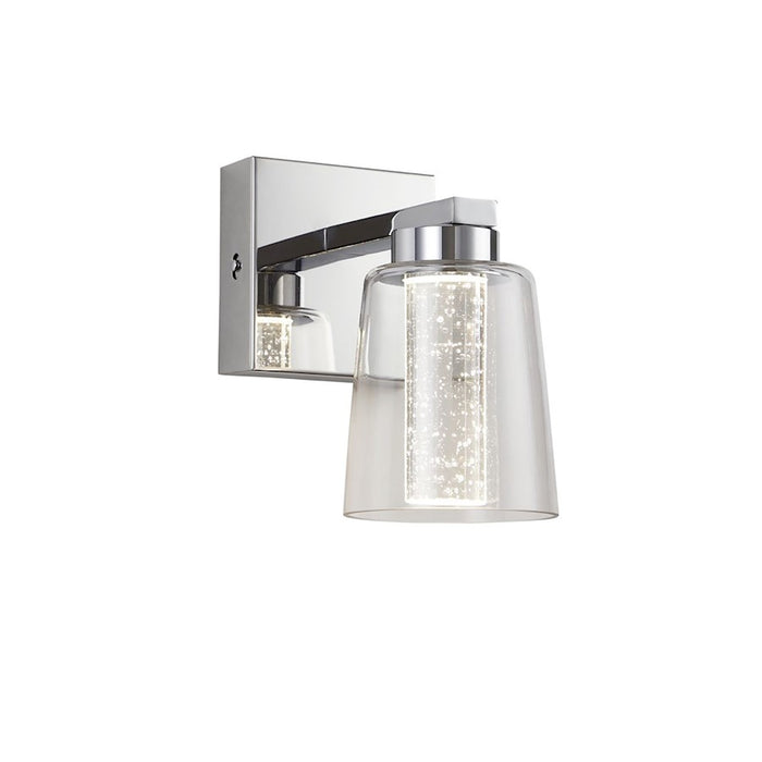 Artcraft Dalton 1 Light Bathroom Sconce, Chrome/Clear