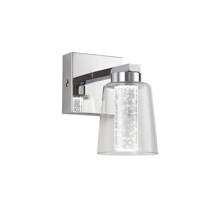 Artcraft Dalton 1 Light Bathroom Sconce, Chrome/Clear