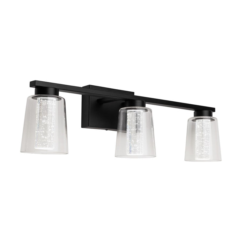 Artcraft Dalton 3 Light Bathroom Vanity, Black/Clear
