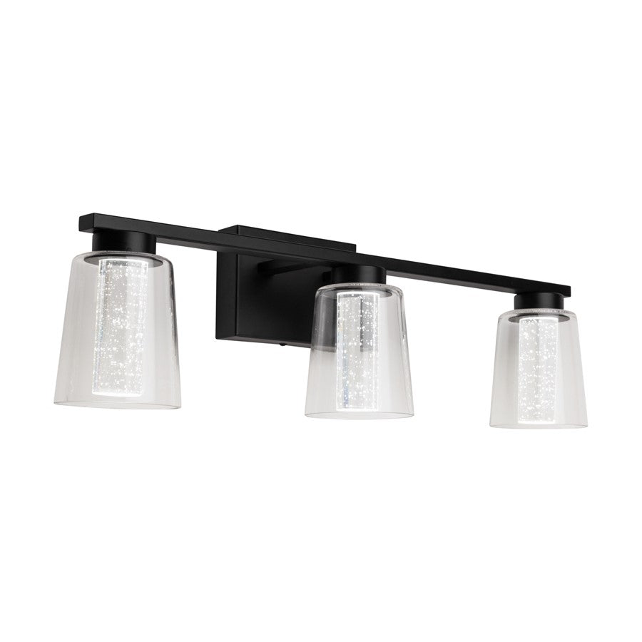 Artcraft Dalton 3 Light Bathroom Vanity, Black/Clear