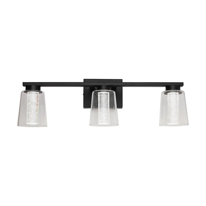 Artcraft Dalton 3 Light Bathroom Vanity, Black/Clear