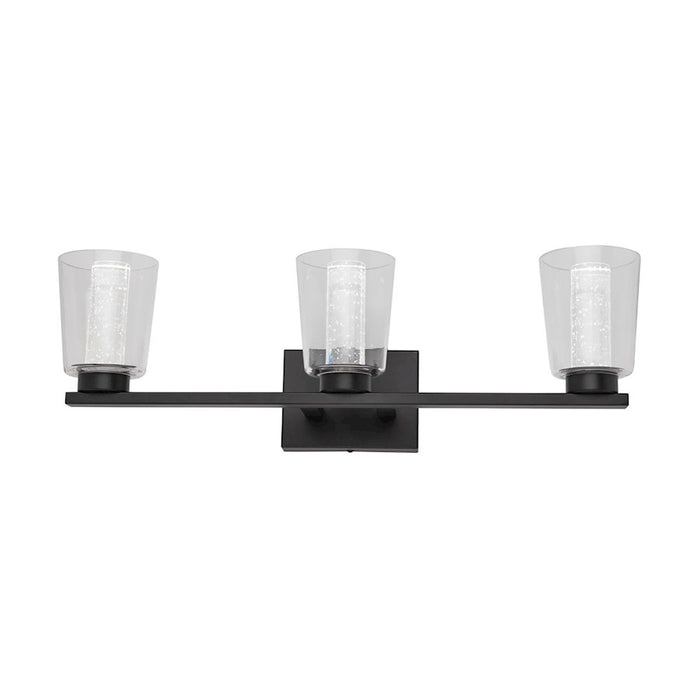 Artcraft Dalton 3 Light Bathroom Vanity, Black/Clear