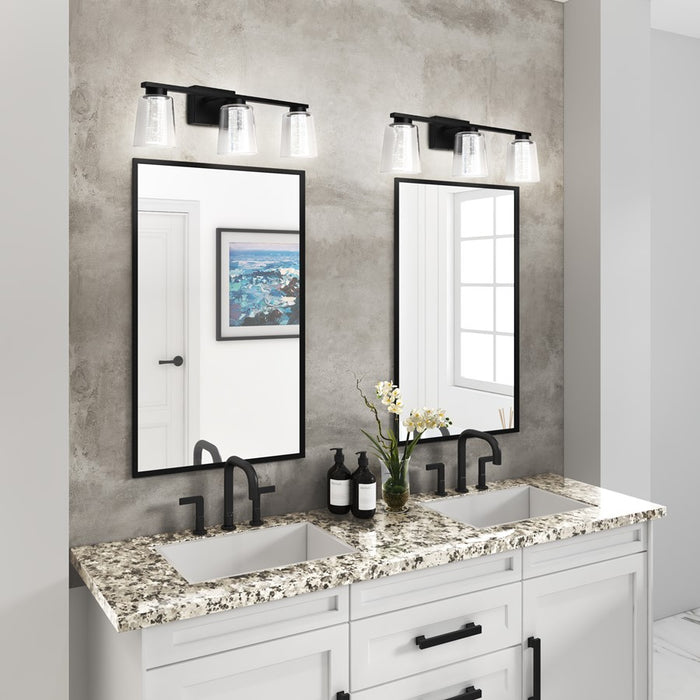 Artcraft Dalton 3 Light Bathroom Vanity, Black/Clear