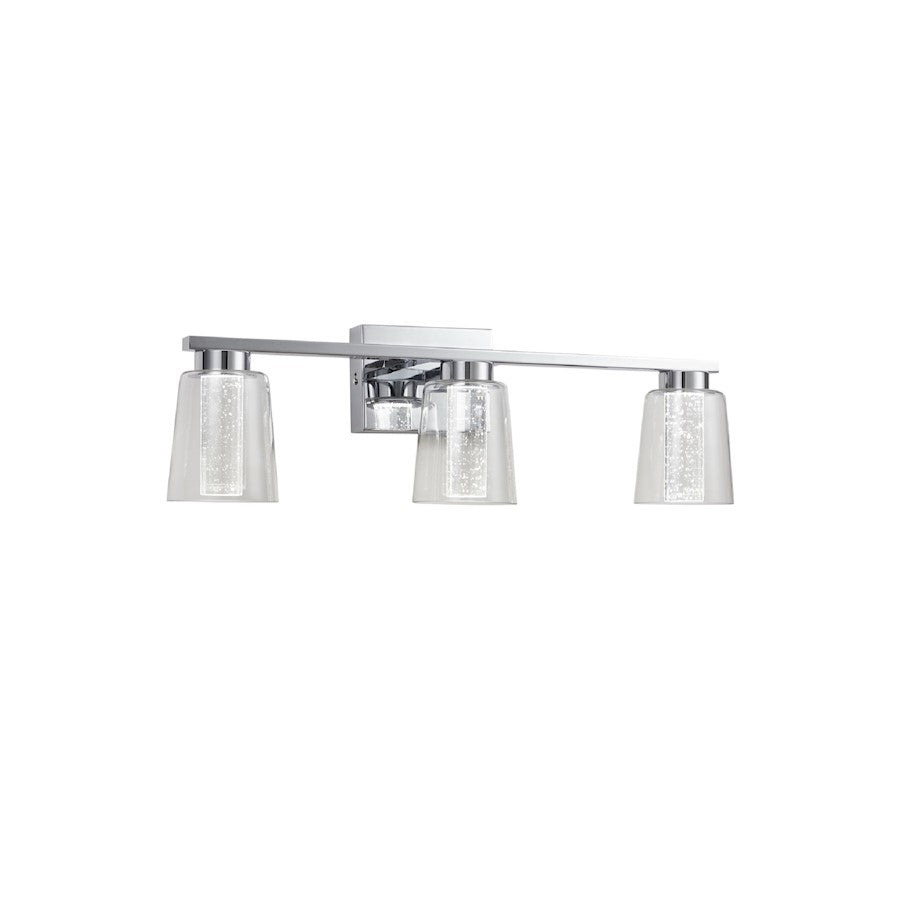 Artcraft Dalton 3 Light Bathroom Vanity, Chrome/Clear - AC7353CH