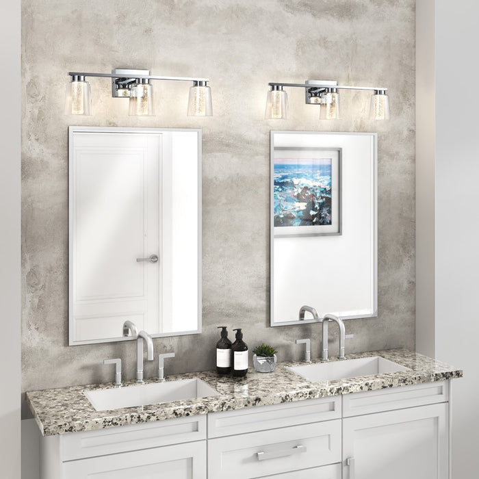 Artcraft Dalton 3 Light Bathroom Vanity, Chrome/Clear