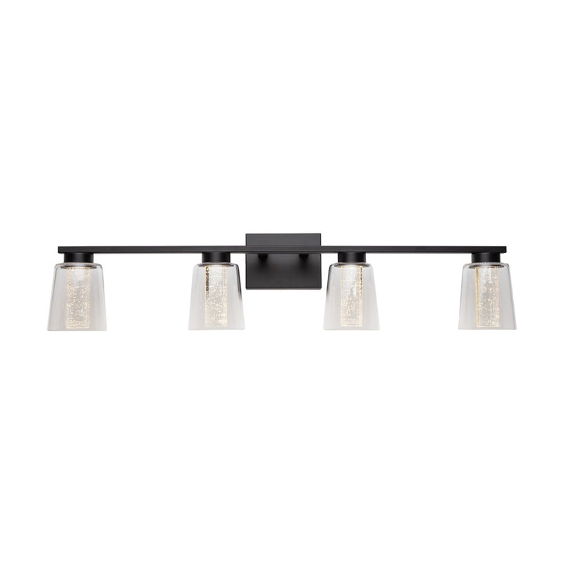 Artcraft Dalton 4 Light Bathroom Vanity, Black/Clear
