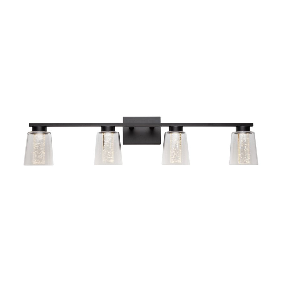Artcraft Dalton 4 Light Bathroom Vanity, Black/Clear