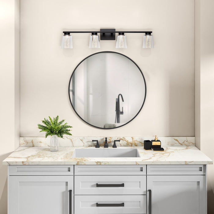 Artcraft Dalton 4 Light Bathroom Vanity, Black/Clear