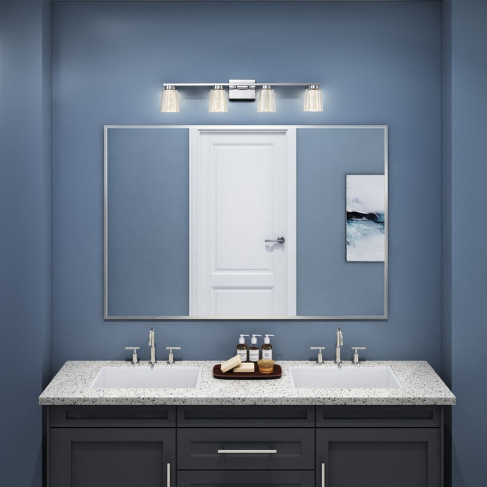 Artcraft Dalton 4 Light Bathroom Vanity, Chrome/Clear