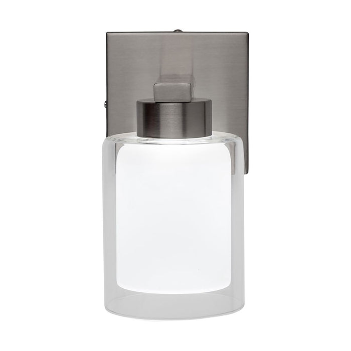 Artcraft Saville 1 Light Bathroom Sconce, Brushed Nickel/Clear