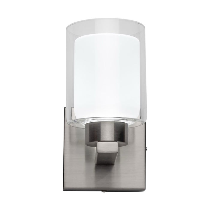 Artcraft Saville 1 Light Bathroom Sconce, Brushed Nickel/Clear