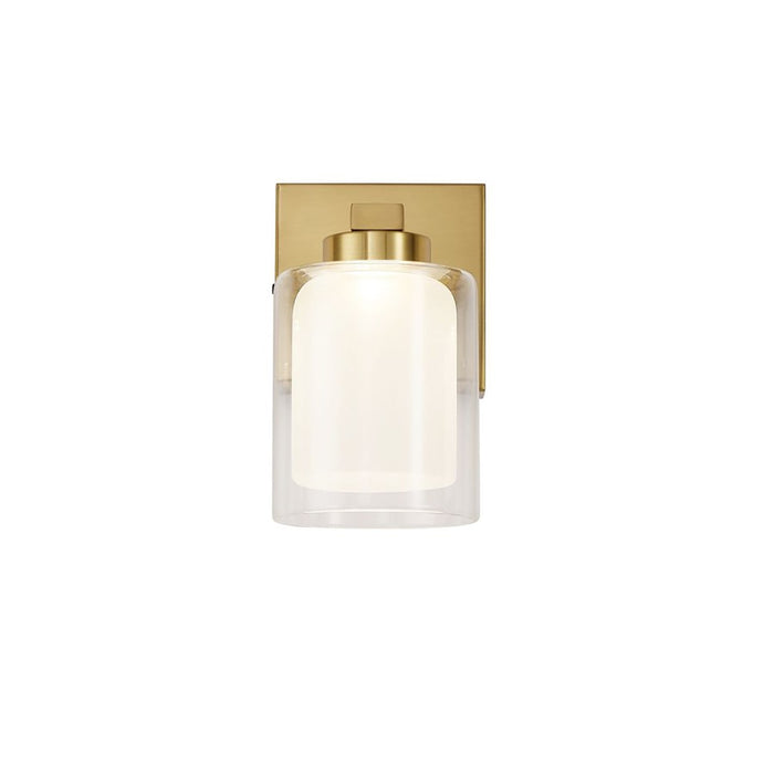 Artcraft Saville 1 Light Bathroom Sconce, Brass/Clear
