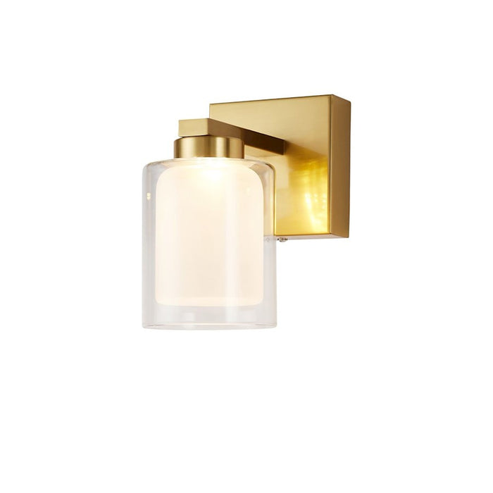 Artcraft Saville 1 Light Bathroom Sconce, Brass/Clear