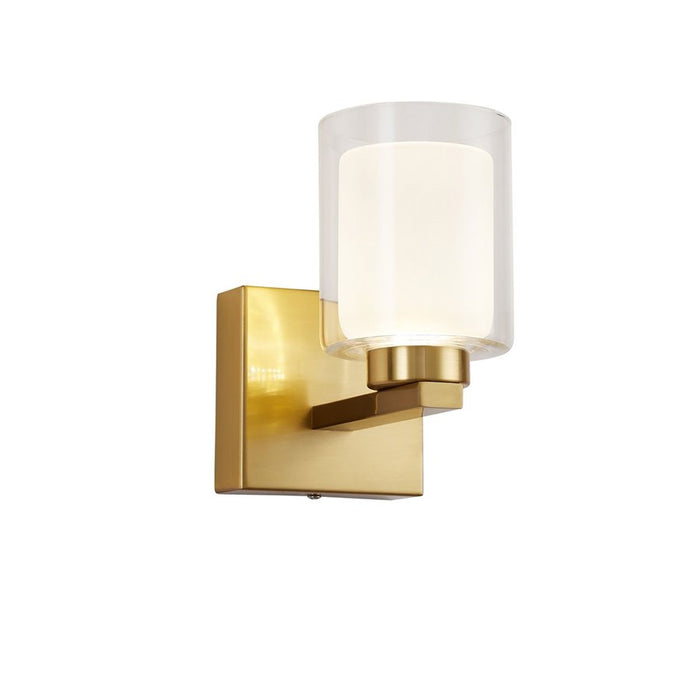 Artcraft Saville 1 Light Bathroom Sconce, Brass/Clear