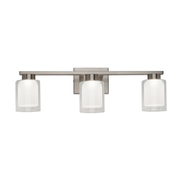 Artcraft Saville 3 Light Bathroom Vanity, Brushed Nickel/Clear - AC7393BN