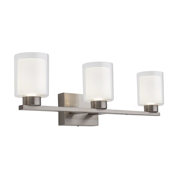 Artcraft Saville 3 Light Bathroom Vanity, Brushed Nickel/Clear