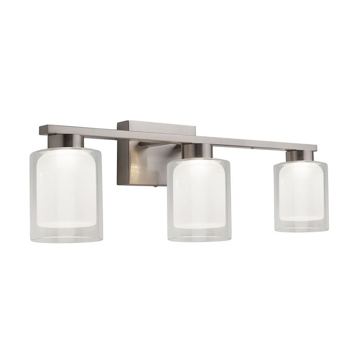 Artcraft Saville 3 Light Bathroom Vanity, Brushed Nickel/Clear