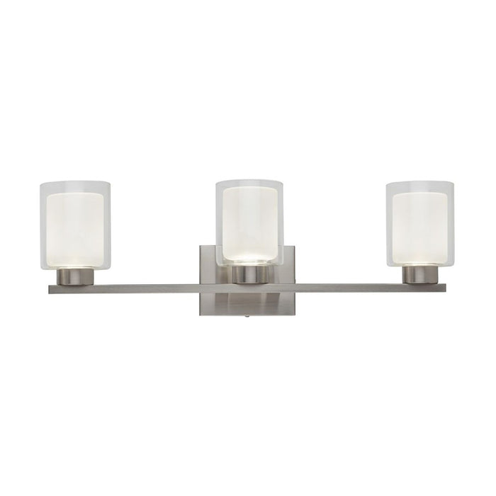 Artcraft Saville 3 Light Bathroom Vanity, Brushed Nickel/Clear